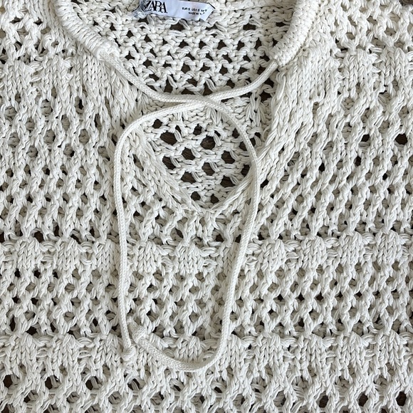 Zara open knit fringe trim sweater - Picture 9 of 14